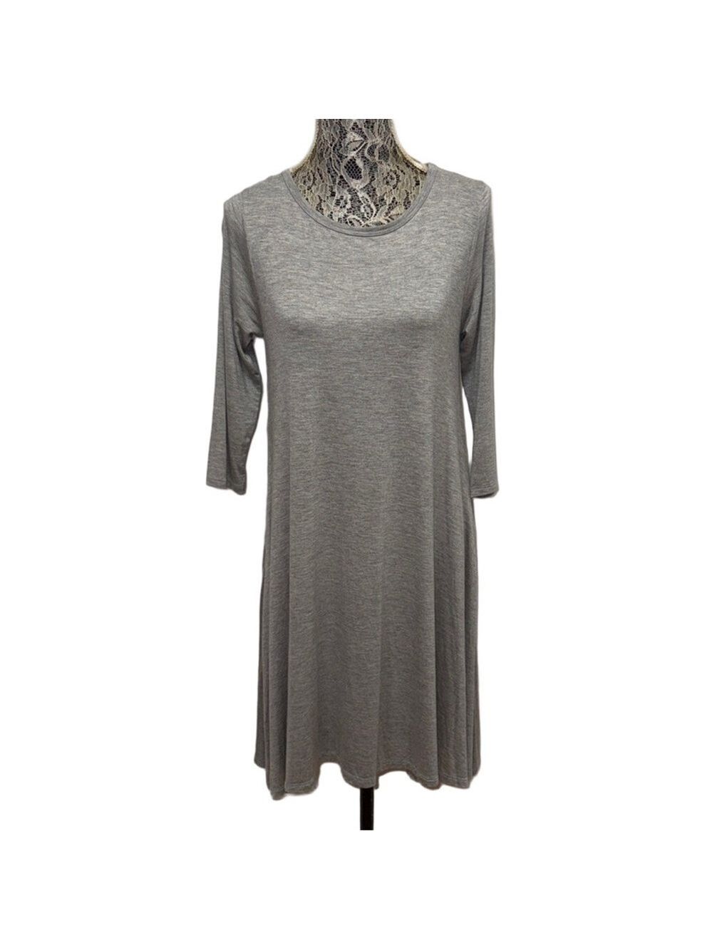 Honey & Lace Heather Gray Long Sleeve Knit Dress | Stretch | Size S | NWT